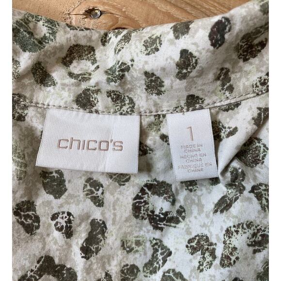 Chico’s Leopard Print Full Zip Lightweight Jacket Size 1 Women’s Tan - Picture 3 of 6